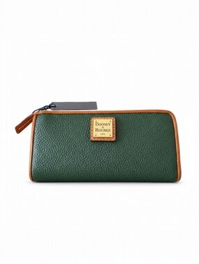 Dooney & Bourke Pebble Grain Zip Clutch Wristlet Wallet Forest Green NWT